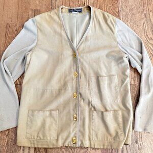 AUTHENTIC SALVATORE FERRAGAMO SUEDE KNIT CARDIGAN WOMENS LIGHT GREEN SIZE 46